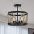 4-Light Hemp Rope Semi Flush Mount 12.6" W Bohemian Ceiling Light Fixture With Cylindrical Metal Frame-1829561308
