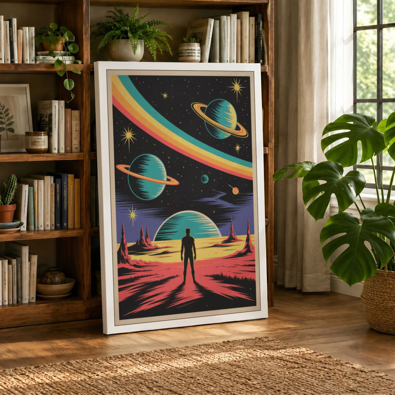 Cosmic Wonder Retro - Wrapped Canvas, 36x24 - 91.4 x 61.0 cm, Black Border