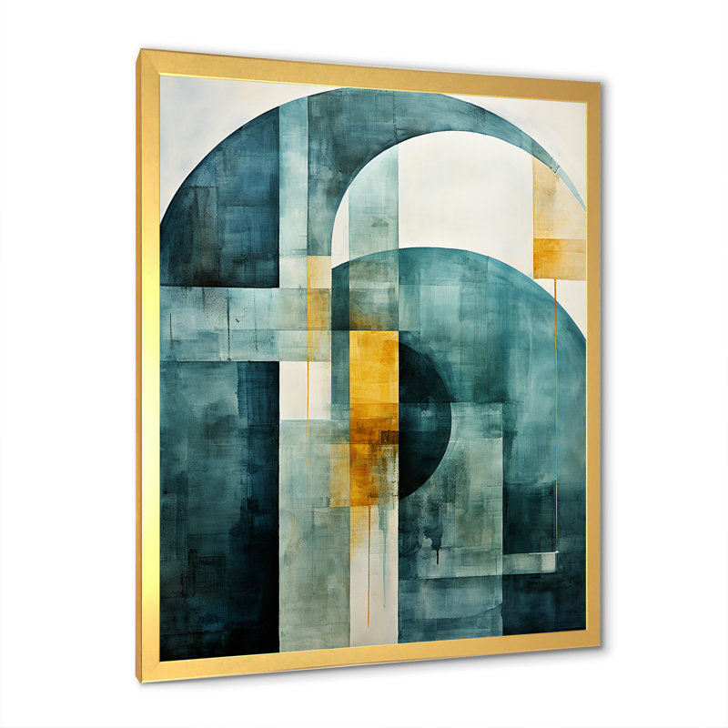 Aquamarine Arches Blist - Formes abstraites, reproduction sur toile, H 20 po x l 12 po x P 1 po, Cadre doré simple
