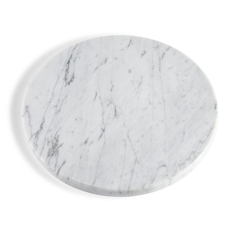 11 in Natural Marble Serving Board, Round Stone Cutting & Prep Board, Bianco Carrara