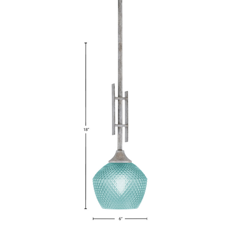 Luminaire suspendu argenté 1 lumière Uptowne, Turquoise