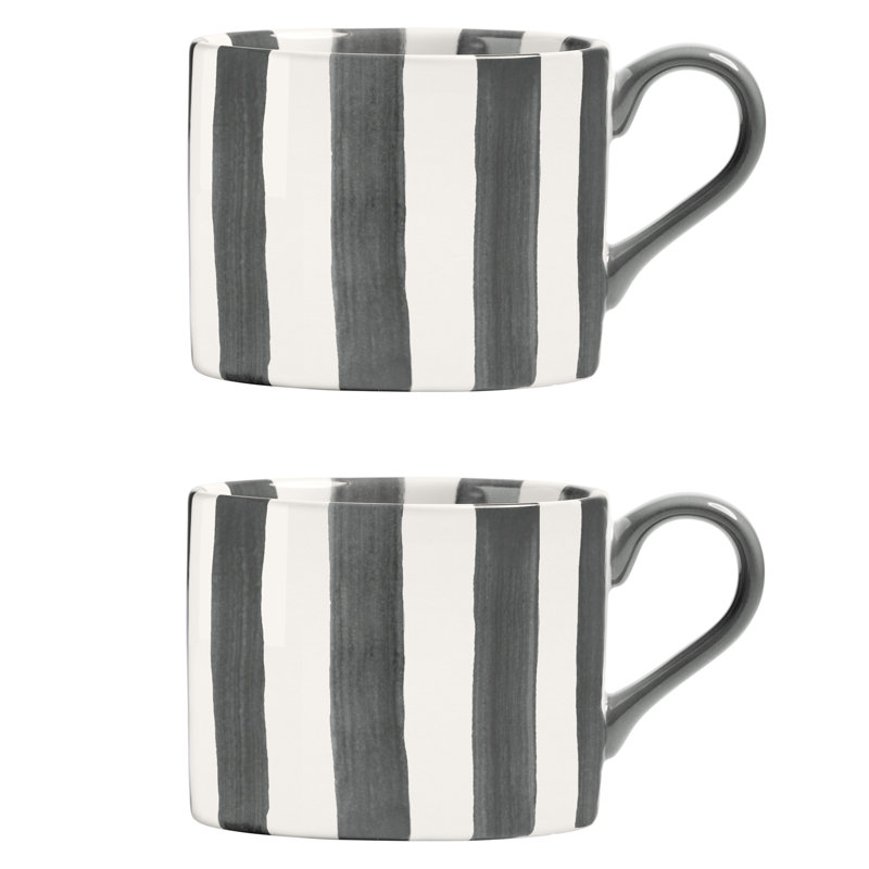 Stripes Stoneware Coffee Mug, Grey