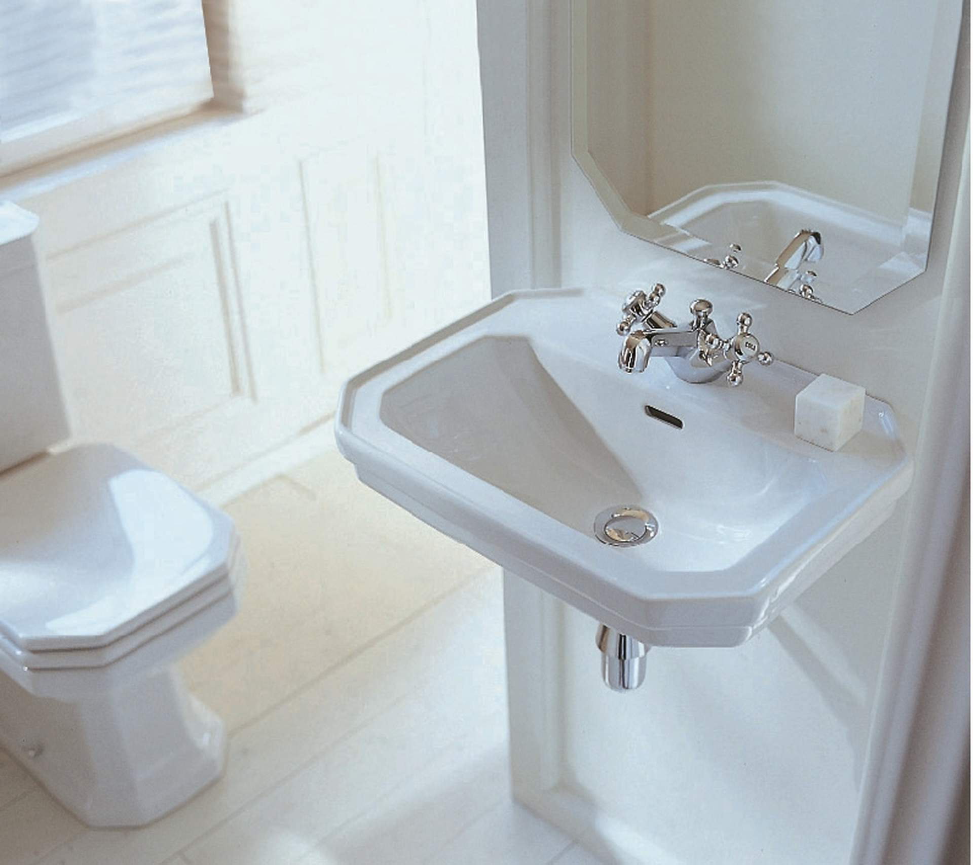 Duravit White Ceramic Octagon Wall Mount Bathroom Sink with Overflow
