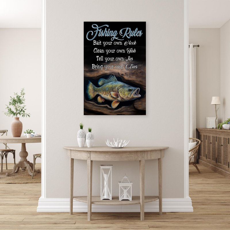 «Fishing Rules - 1 pièce», impression rectangulaire, H 20 po x l 16 po x P 1,25 po