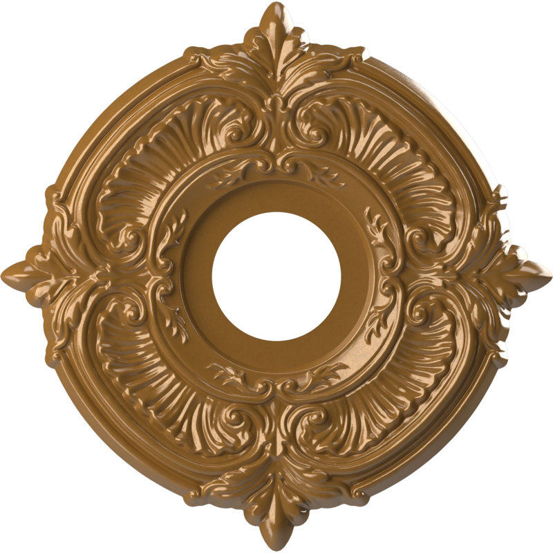 Attica Thermoformed PVC Ceiling Medallion, Metallic Vintage Gold, 16" H x 16" W x 1" D