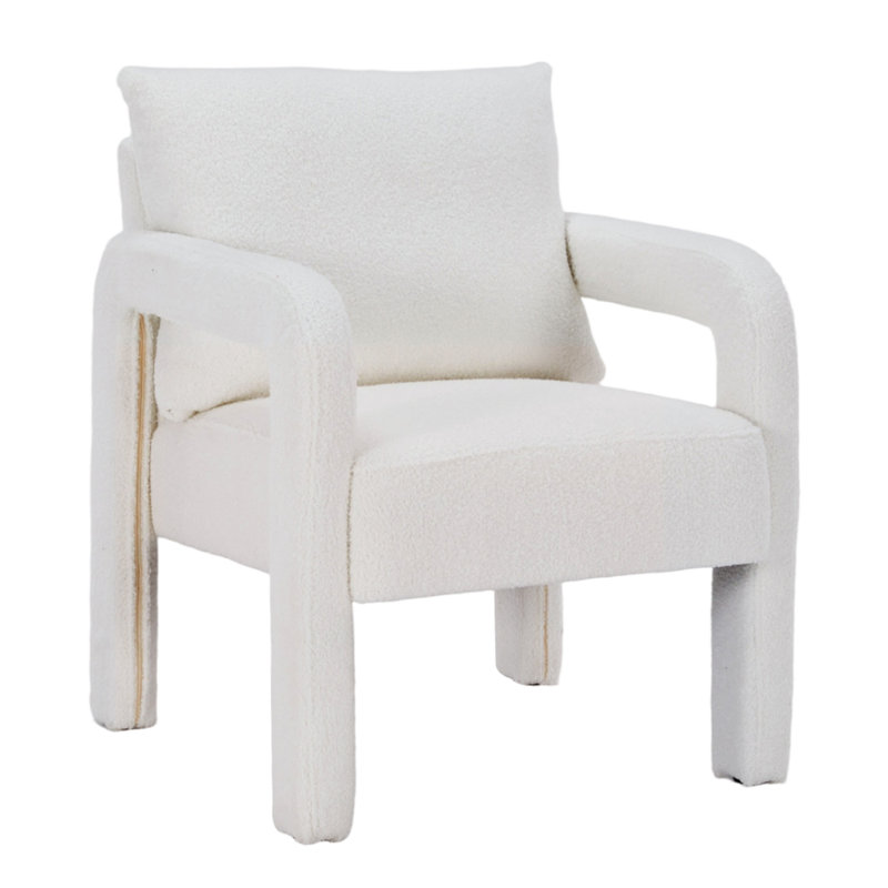 Upholstered Armchair, White Teddy