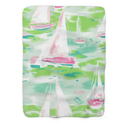 Aquarelle nautique - couverture sherpa de qualité supérieure 1 pièce