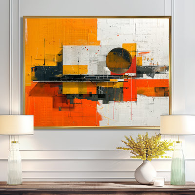 «Yellow Orange Abstract Futuristic Fusion I», reproduction d'art abstrait