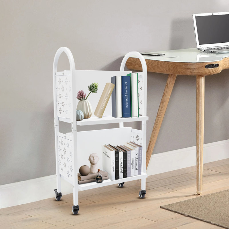 Ciane 17'' W 4-compartment Book Storage with Wheels, White