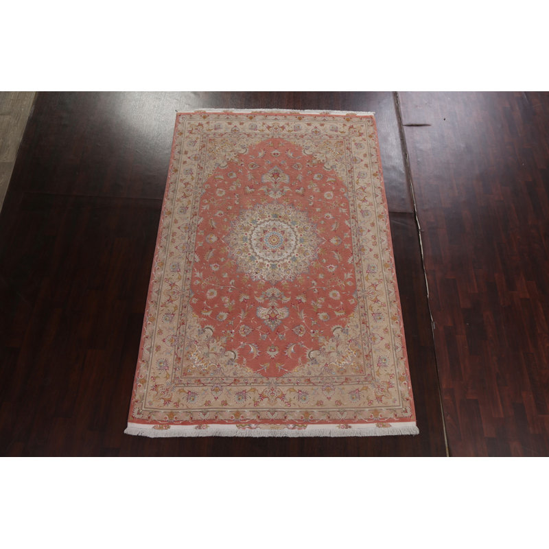 Tapis en laine et soie à motif persan Tabriz noué à la main 7 x 10