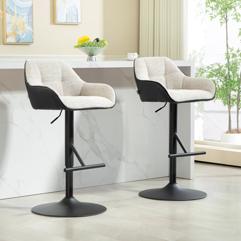 Ensemble de 2 tabourets de bar réglables à hauteur de comptoir pivotante