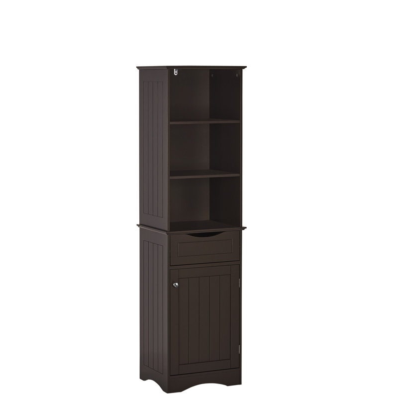 RiverRidge Ashland Tall Bathroom Storage Linen Cabinet and Organizer with Drawer and Shelves, Espresso