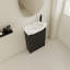Meuble-lavabo autoportant de 58 cm (23 po). Design moderne et compact. Charnières de porte à fermeture douce. Espace de rangement suffisant. Couleur châtaigne noire. Meuble-lavabo facile à nettoyer, autoportant, châtaigne, portes, spacieux