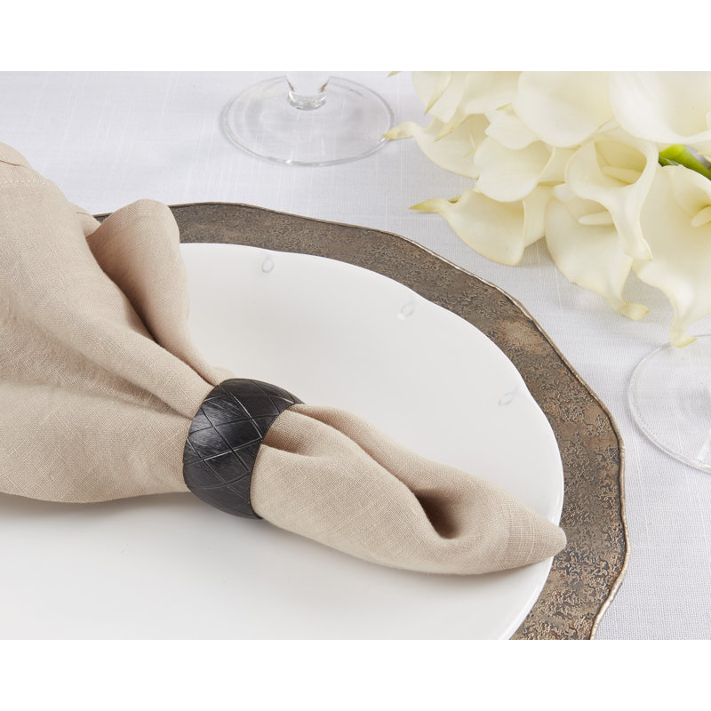 Rond de serviette en métal Harlequin, Noir