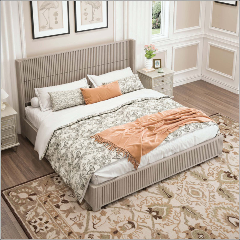  Structure de lit plateforme en bois massif avec tête de lit, lit à lattes en bois sur pied, aucun sommier requis, assemblage facile pour la chambre à coucher
