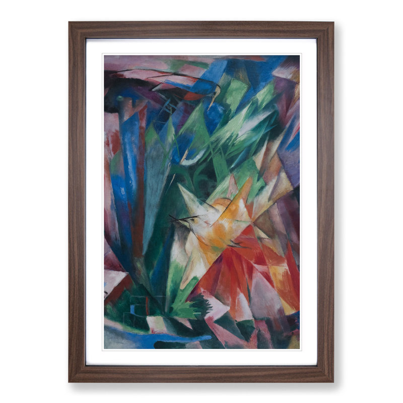 Birds by Franz Marc - Picture Frame Graphic Art, 36cm H x 27cm W x 2cm D, Walnut