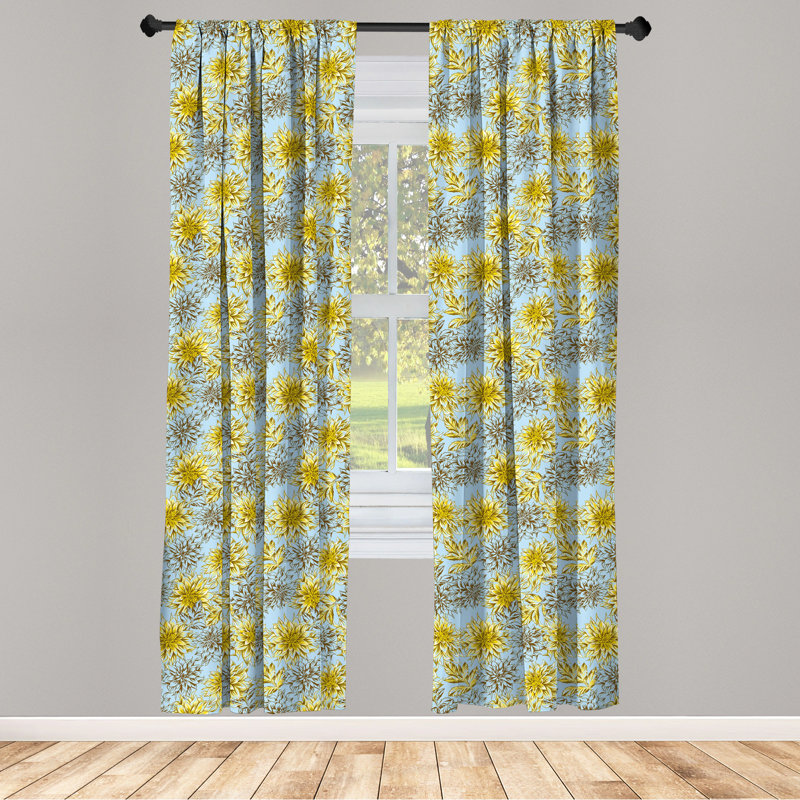 Floral Semi-Sheer Rod Pocket Curtain Panels, 28" x 84"