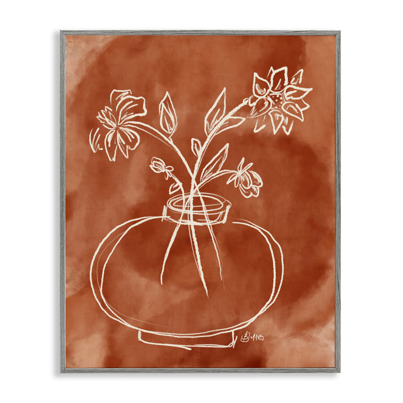 «Ember Tone Minimal Flowers», estampe numérique, design par Beki Marquardt, H 20 po x l 16 po, Estampe numérique Farmhouse