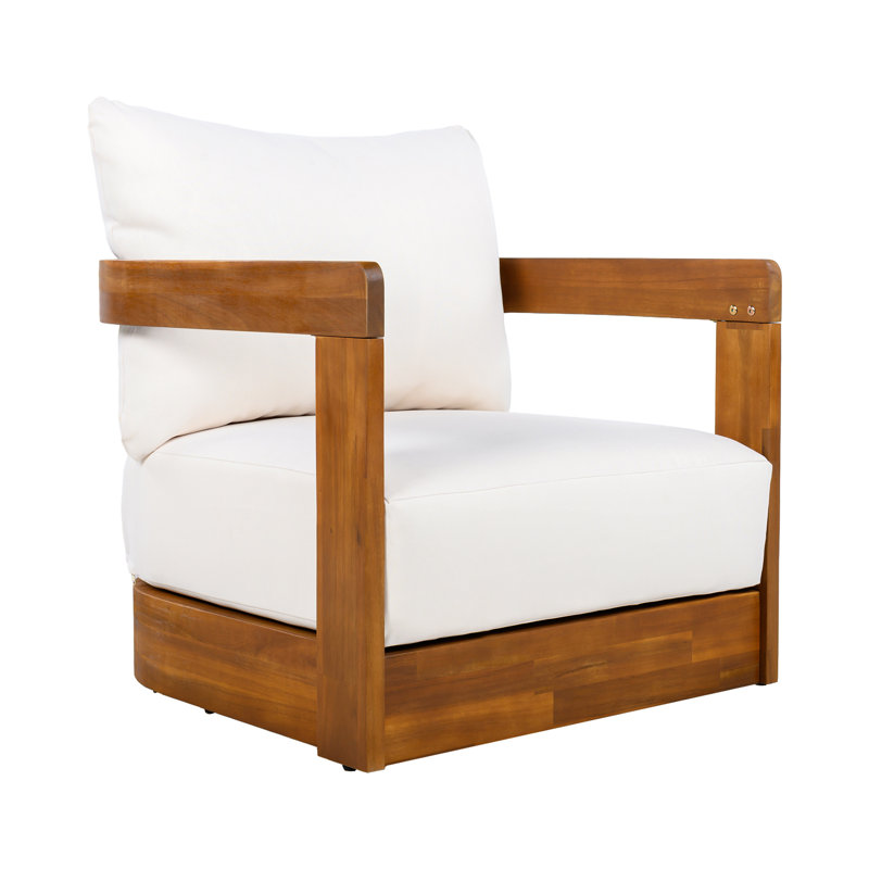 Fauteuil club d'extérieur en bois d'acacia