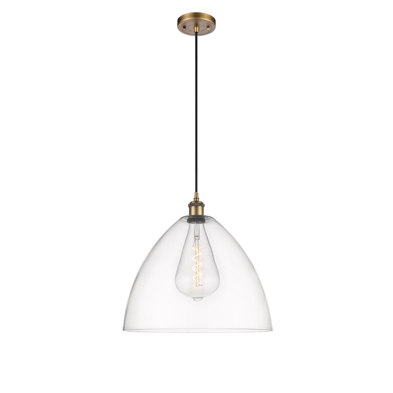 Haruka 1 - Light Single Pendant, Clear, 18.75" H x 16" W x 16" D, Brushed Brass