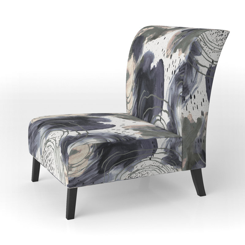 Fauteuil de chambre abstrait l 22 po Kyleena , Beige / blanc / bleu marine / bleu / gris / bleu f