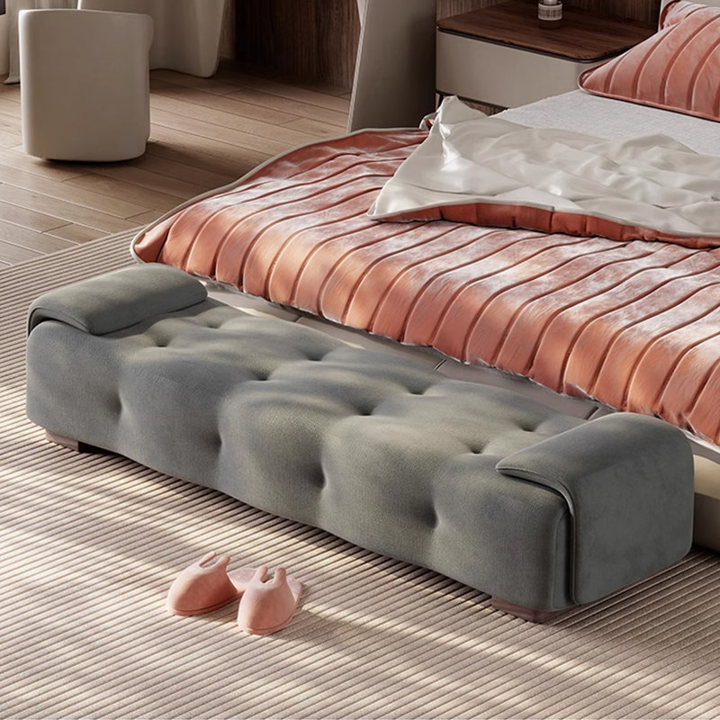 Banc rembourré, Gris, H 16,93 po x l 59,06 po x P 19,69 po