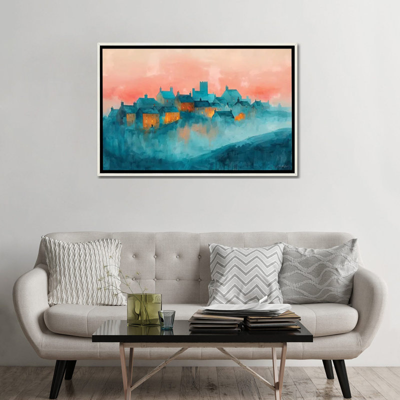 A Castle Town, Irlande. - Reproduction d'art mural encadrée, H 32 po x l 48 po, Reproduction encadrée sans passe-partout