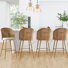 Brendaliz Set of 4 Upholstered 28.5" Rattan Backrests Arm Bar Stool
