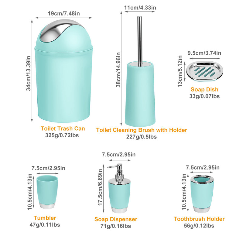 Chrysanthi Aqua 6-Piece Bathroom Accessory Set, Aqua