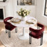 Ensemble de table de salle à manger pour 2 personnes avec table ronde et 2 fauteuils rembourrés en velours