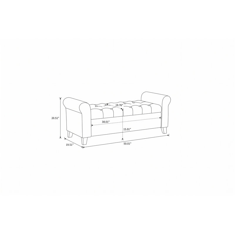 Bridgemon Fabric Upholstered Storage Bench, Dark Gray