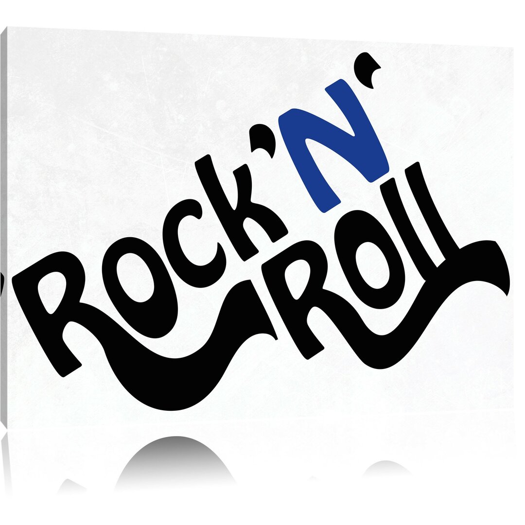 Leinwandbild Rock 'n' roll Schrift in Schwarz/Blau