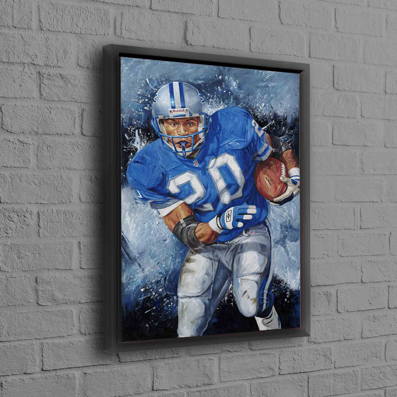 Art sur toile Barry Sanders, Noir, Reproduction encadrée sans passe-partout, H 94 po x l 41 po