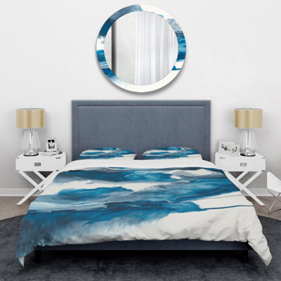 Ensemble de housse de couette en microfibre / polyester traversant les nuages bleus V