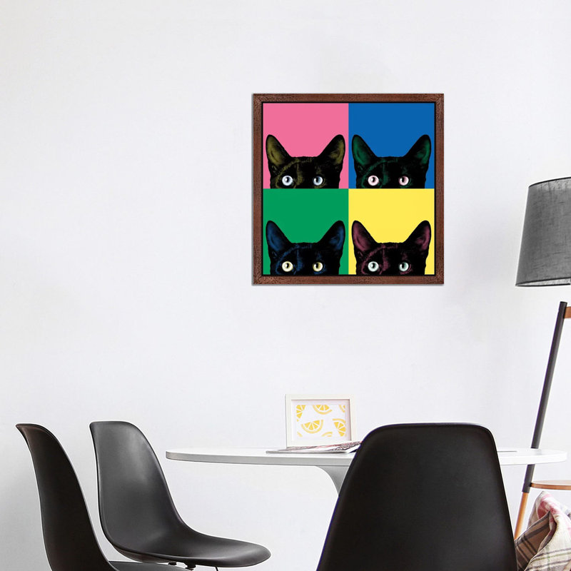 Curiosity Pop by Jon Bertelli - Painting on Canvas, 66.04 cm H x 66.04 cm W, Brown Floater Framed