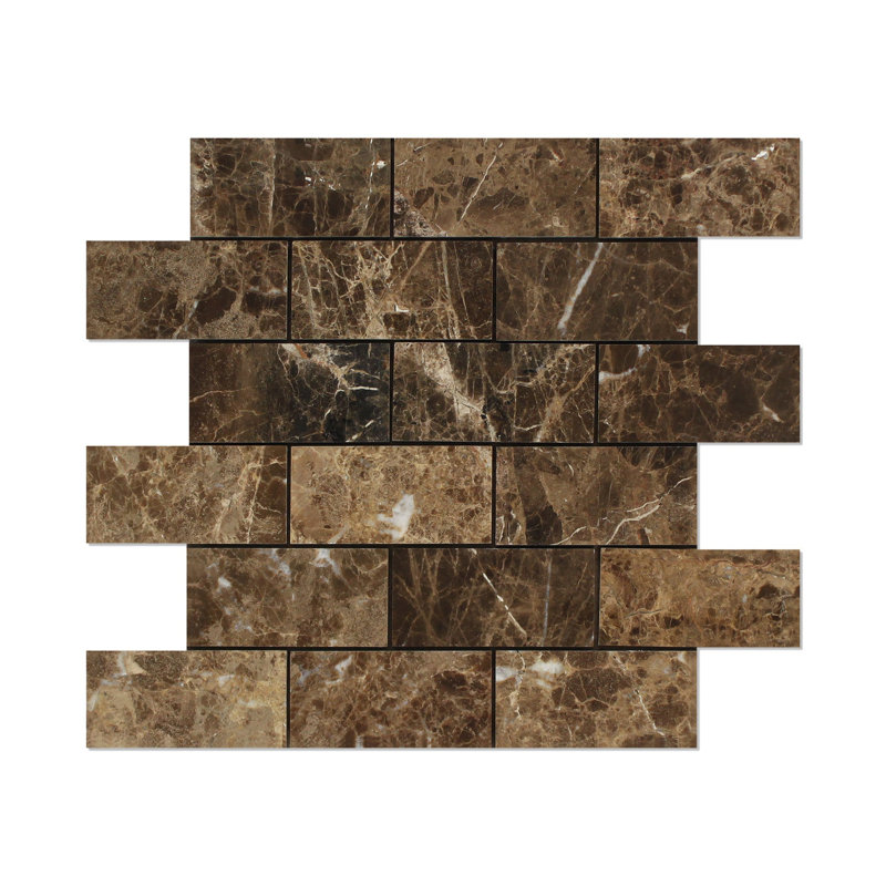 Emperador Marble Brick Joint Mosaic Wall & Floor Tile
