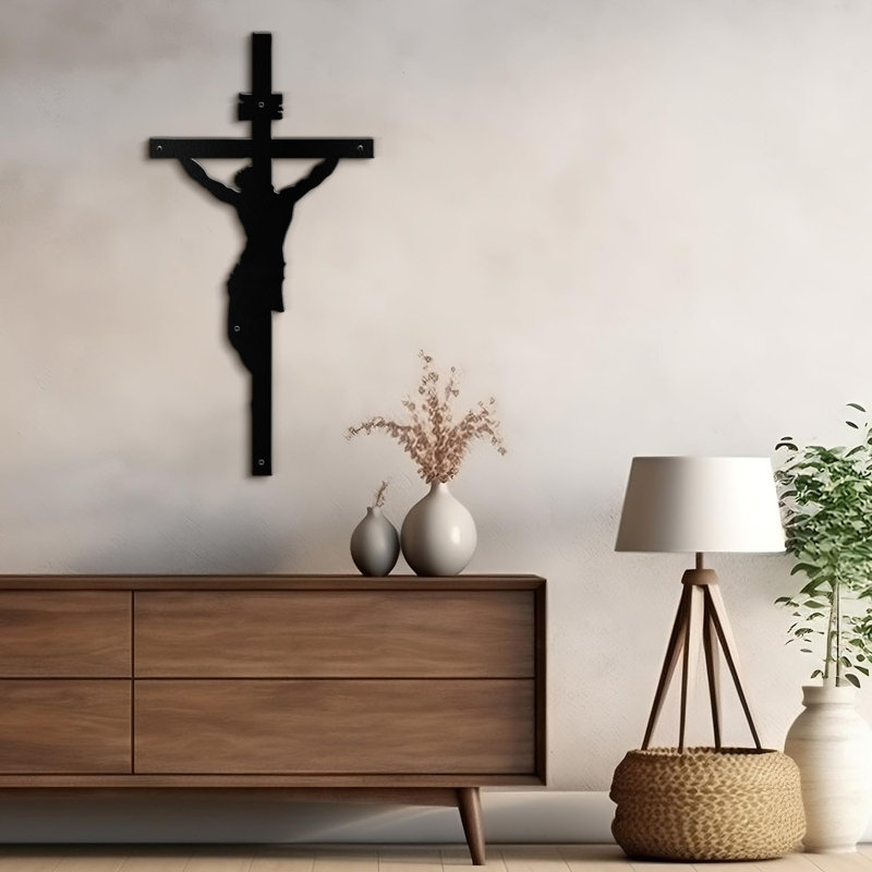 Décoration murale en métal, H 24 po x l 16 po x P 0,05 po, Noir