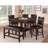 Counter Height Bench With Faux Leather Seat And Footrest In Warm Brown Finish Cushioned Wood Construction