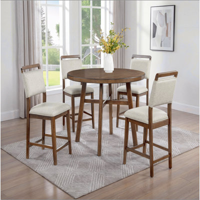 Ensemble de table de salle à manger à hauteur de comptoir contemporaine 5 pièces Chaise à haut dossier avec sièges rembourrés et meubles de salle à manger