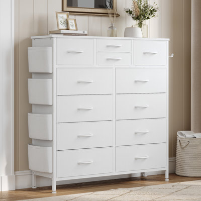 Commode 12 tiroirs pour chambre à coucher avec 4 poches latérales et 2 crochets Forestine