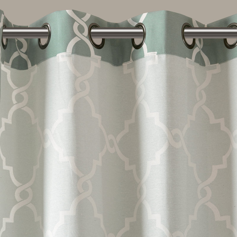 Yellow and White Light-Filtering Grommet Curtain Panel