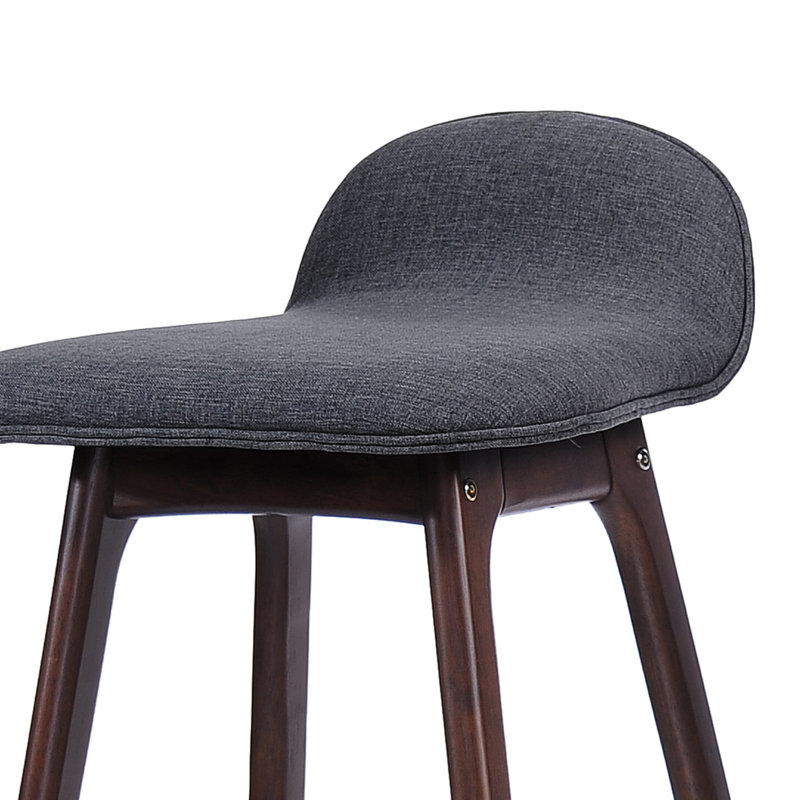 Ensemble de 2 tabourets de bar 28,5 po Mid-Century, Gris anthracite, Noyer