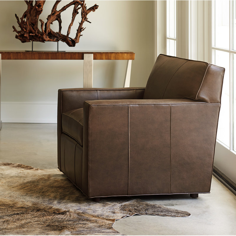 Kitano Ardsley 18.5" Brown Leather Sophisticated Accent Chair