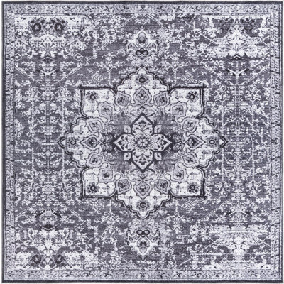Tapis d'intérieur / tissé à la machine 2 pi x 3 pi gris foncé Abbie-J