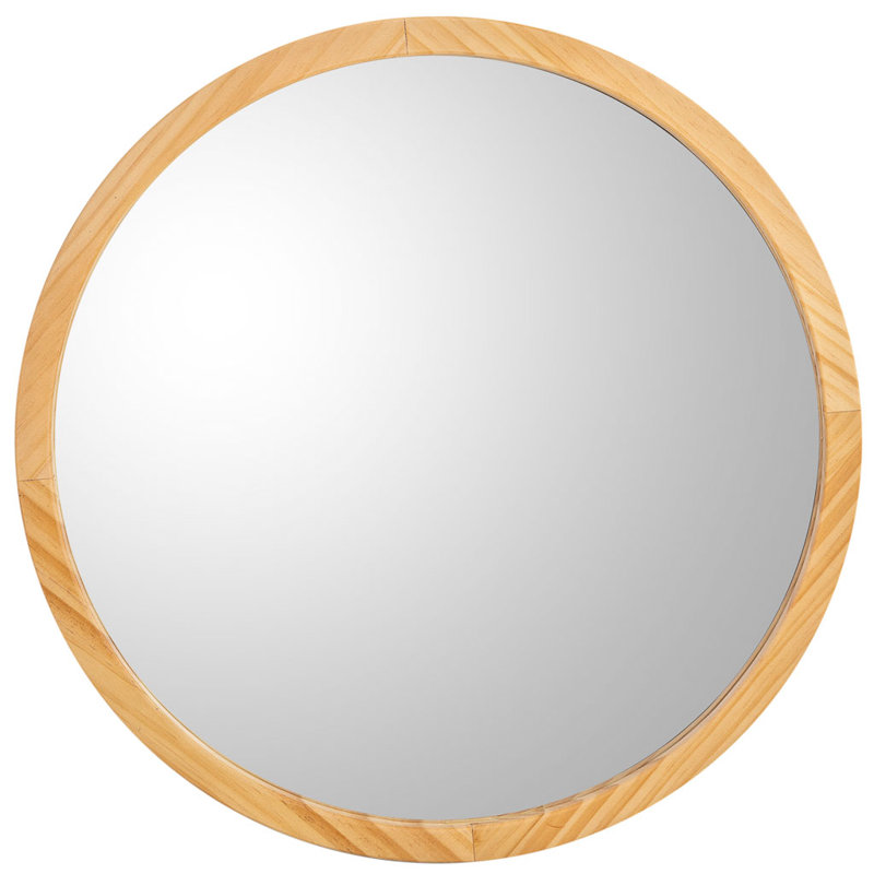 Rufael Solid Wood Round Mirror