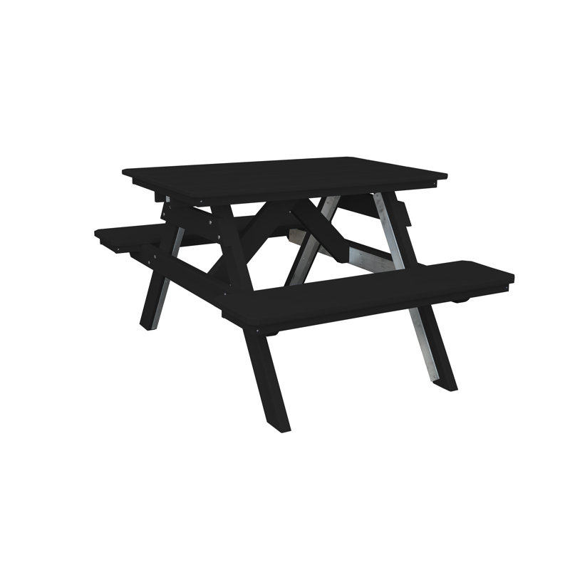 6 - Person Patio Dining Set with Rectangular Table, 44" W x 60" L, Black