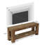 Meuble télé 63 po en bois massif pour téléviseur de 75 po ou moins avec tablettes de rangement