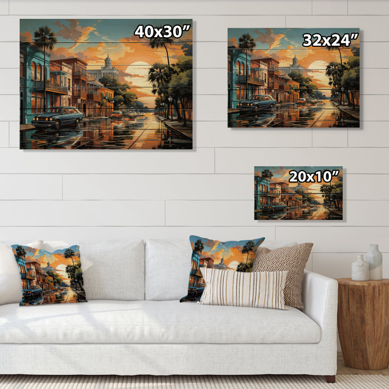 City Charleston Popart III sur bois, H 30 po x l 40 po x P 0,78 po