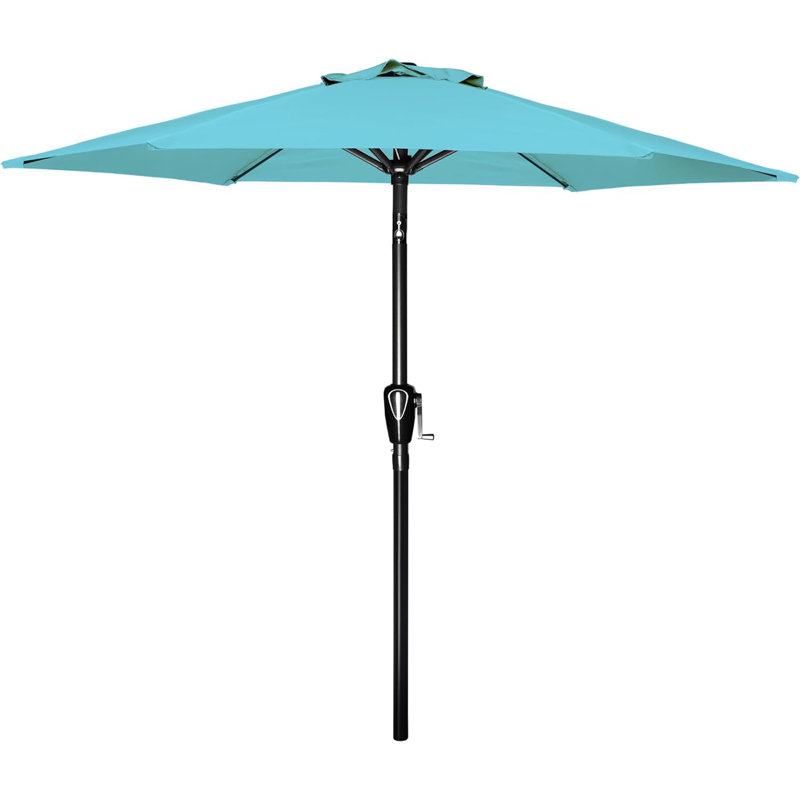 Parasol de marché à manivelle Shavonn, H 86,4 po x l 90 po x P 90 po, Tissu bleu