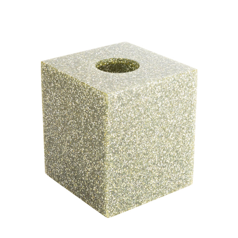 Porte-boîte à mouchoirs lumineux | Élégante résine incrustée de strass | Rangement pour salle de bain et rangement, Argent